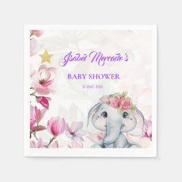 Baby Shower Towel with Floral Elephant Pappersservett