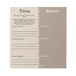 Baby Shower Trivia Party Game - Custom Questions Anteckningsblock