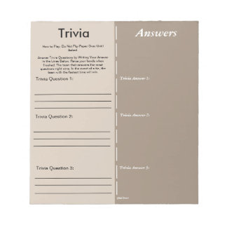 Baby Shower Trivia Party Game - Custom Questions Anteckningsblock