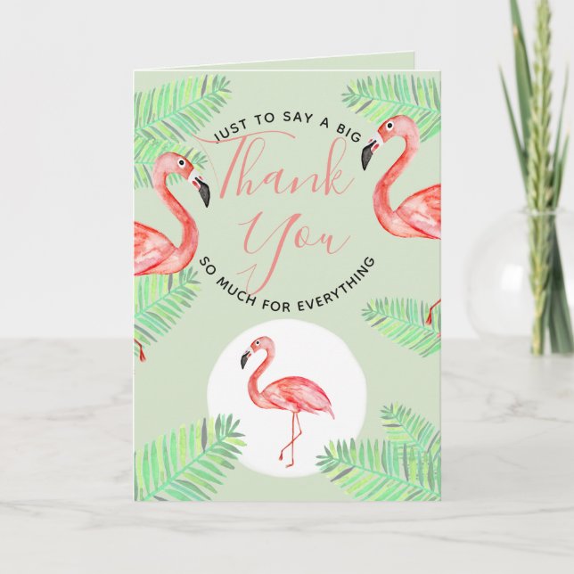Baby Shower Tropisk Akvarell Flamingo Tack Kort (Framsida)