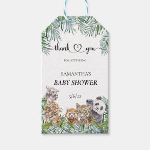 Baby Shower Tropiska Djur i Djungeln Presentetikett