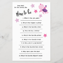 Baby Shower Turtle Hur bra du känner kortet Flygblad