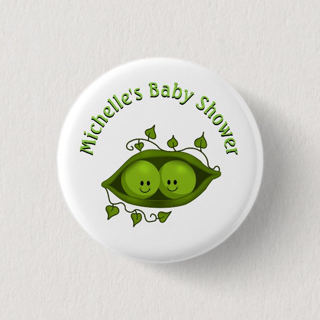 Baby Shower Två Ärter I En Bälg Personlig Knapp (Framsida)