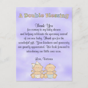 Baby Shower Twillingar Boy Girl Vykort