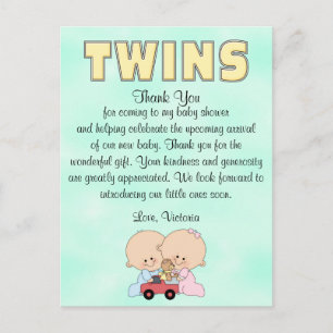 Baby Shower Twillingar Boy Girl Vykort