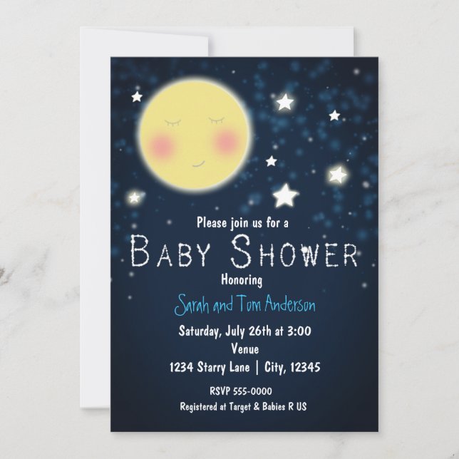 BABY SHOWER Twinkle Little Star-inbjudan till Gnis Inbjudningar (Framsida)