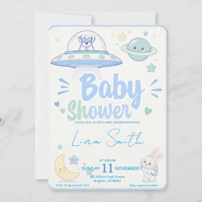 Baby Shower -UFO Pets- Inbjudningar (Framsida)