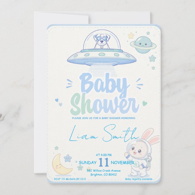 Baby Shower -UFO Pets- Inbjudningar (Framsida)