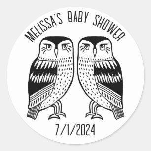 BABY SHOWER (Uggla Cute Simple Chic ANPASSNINGSBAR Runt Klistermärke