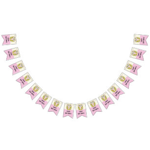 Baby Shower Uggla i Träd/Rosa, Svettskannern Vimplar