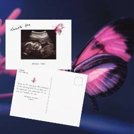 Baby Shower Ultraljud Söt Fjäril Tack Vykort
