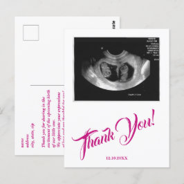 Baby Shower Ultrasound Girl Tack Rosa. Vykort
