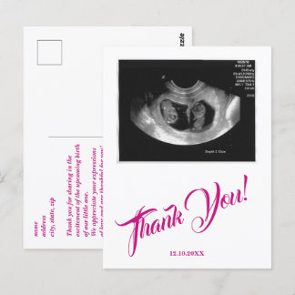 Baby Shower Ultrasound Girl Tack Rosa. Vykort