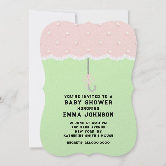Baby Shower Umbrella Inbjudningar (Framsida)