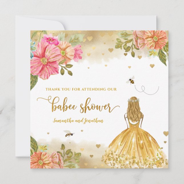 Baby Shower (ung Bee Illustration Babyskare) - Tac Inbjudningar (Framsida)