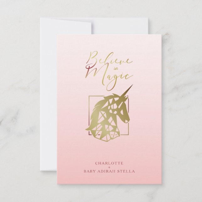 Baby Shower Unicorn | Believe in Magic Pink Blush (Framsida)