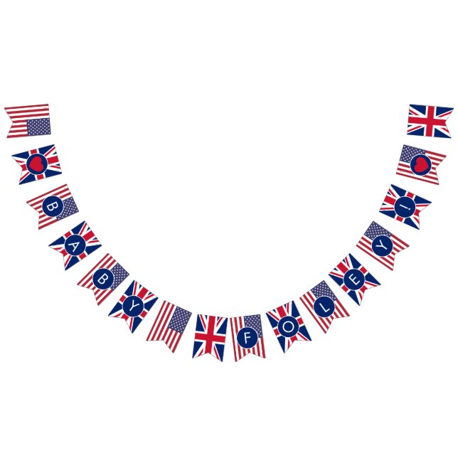 Baby Shower Union Jack & US Flag Vimplar (Alla)