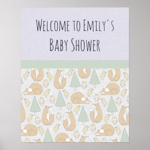 Baby Shower Välkommen med Woodland Creates Poster