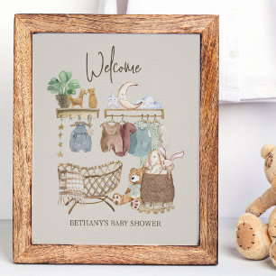 Baby Shower Välkomst Boho Nursery Tema Poster