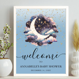 Baby Shower Välkomstskylt Över Månen Poster