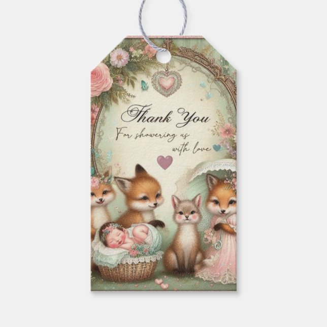 Baby Shower väntar på Gift Märkre Tack baby Presentetikett (Framsidan)