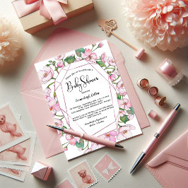 Baby Shower Vår Rosa Blommig Inbjudningar