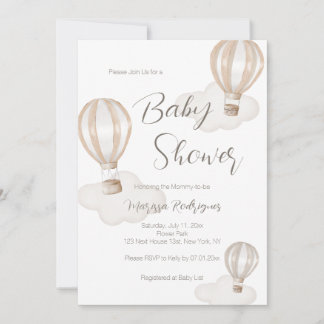 Baby Shower Varmluftsballonger Könsneutral Inbjudningar