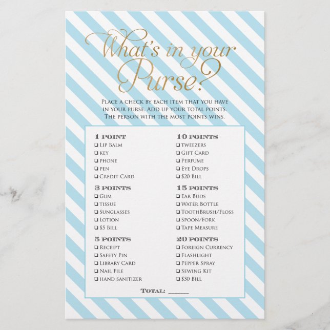 Baby Shower Väska Lek Flygblad (Framsidan)