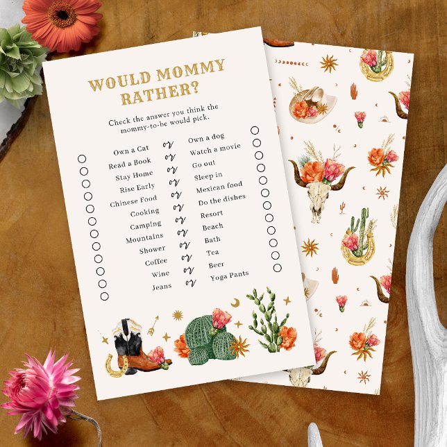 Baby Shower Västlig Lek (Baby Shower Western Theme Game Card by Painted Paperie
)