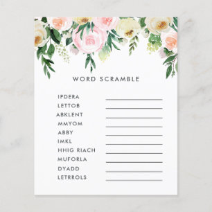 Baby shower vattenfärg blommig elegant spel