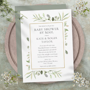 Baby Shower via Post för Lång Distans med Grönska Inbjudningar