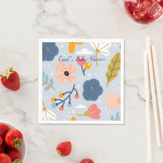 Baby Shower Vilda Blommor Pastell Pappersservetter