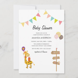 Baby Shower Vilda Djur Shower Inbjudan
