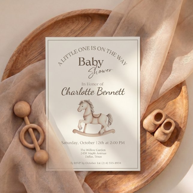 Baby Shower Vintage Gunghäst Inbjudningar (Baby Shower Vintage Rocking Horse Invitation)