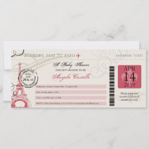Baby Shower Vintage Paris Boarding Pass Inbjudningar