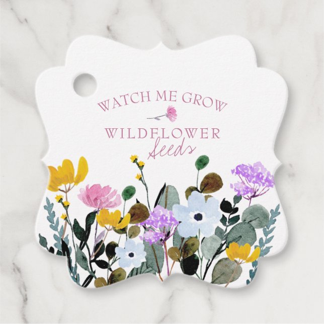 Baby Shower Watch Me Grow Wildblomma Tack Gåvor Etiketter (Framsida)
