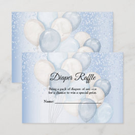 Baby Shower Watercolor Blå Vita Ballonger Party Tilläggskort