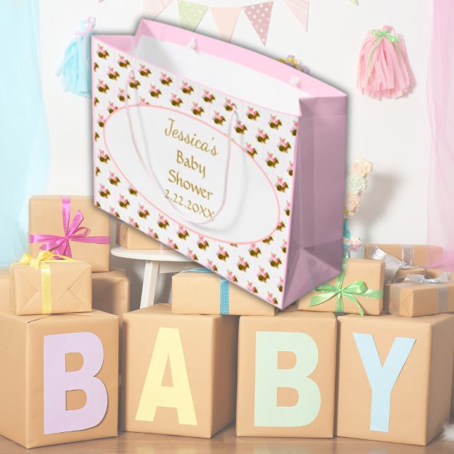 Baby Shower Watercolor Blommigt Woodland (Personalized Baby Shower Floral Woodland Gift Bags)