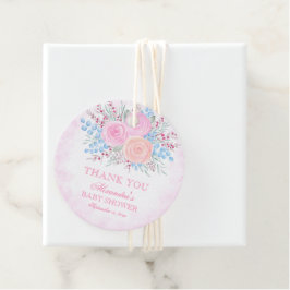 Baby Shower Watercolor Bouquet Rosa ros Gåvor Etiketter