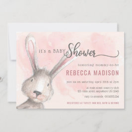 Baby Shower Watercolor Bunny Inbjudningar
