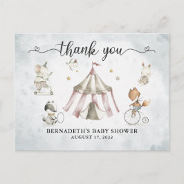 Baby Shower Watercolor Cirkus Tack Vykort