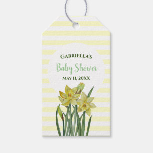 Baby Shower Watercolor Daffodils White Rand Presentetikett