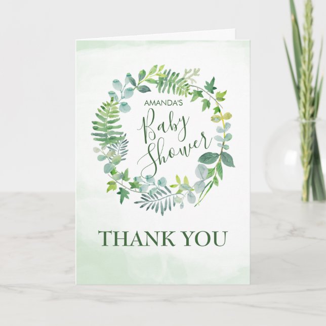 Baby Shower Watercolor Greenery Wandey Tack (Framsida)