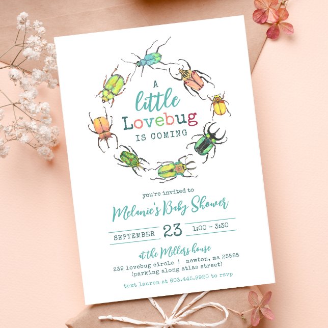 Baby Shower Watercolor Little Lovebug Inbjudningar (Skapare uppladdad)