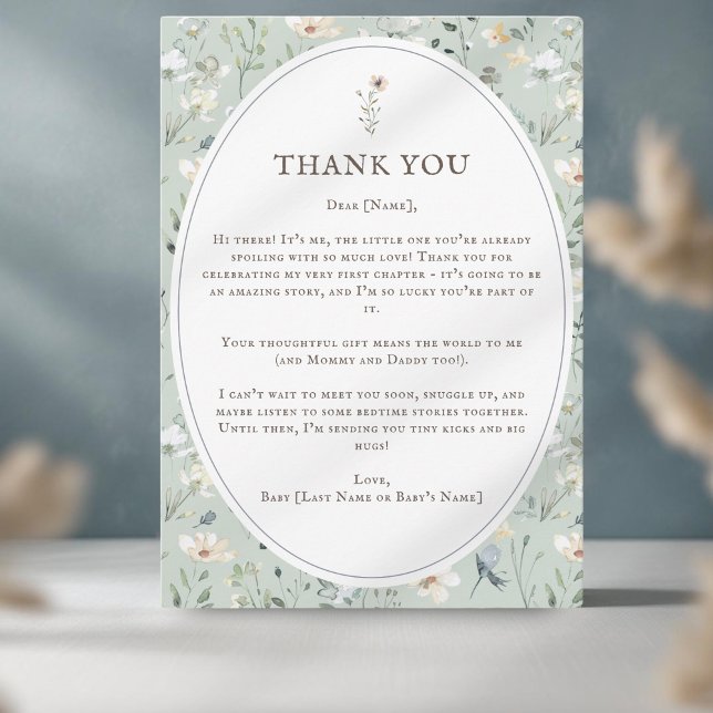Baby Shower Watercolor, Vildblomma Tackkort Tack Kort (Skapare uppladdad)