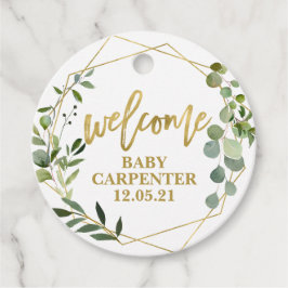 Baby Shower Welcome baby eucalyptus greenery Gåvor Etiketter