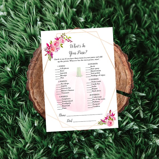 Baby Shower What's in your Purse Game Pumpkin Inbjudningar (Skapare uppladdad)