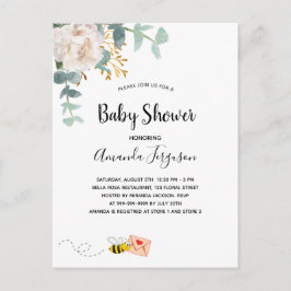 Baby Shower white blommigt greenery söt mamma to b Vykort