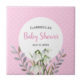 Baby Shower White Snö släpper Rosa Polka dots Kakelplatta