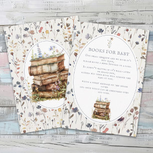Baby Shower Wildblomma, ta med bok till baby Tilläggskort